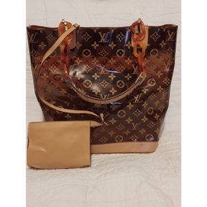 Louis Vuitton M92501 LV Cabas Ambre Brown Monogram Vinyl Tote Bag Purse w/Pouch
